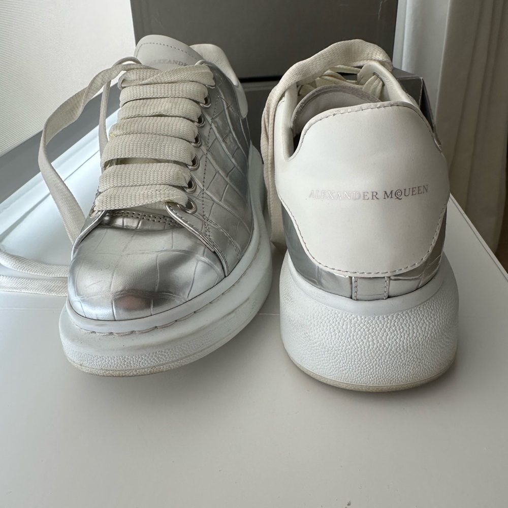 Alexander McQueen Metallic Silver Sneakers - Picture 2 of 3